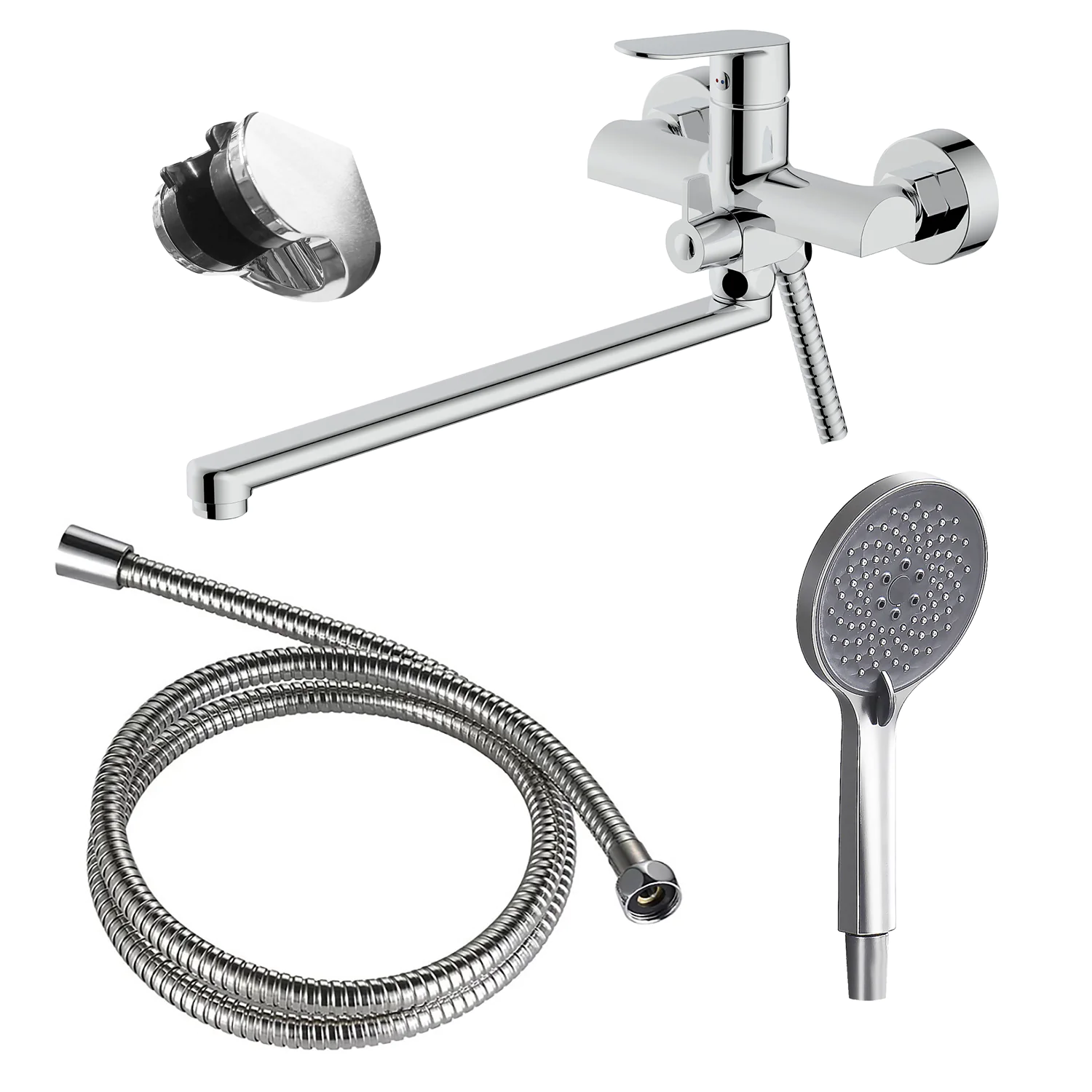 Смеситель для ванны Azario Alanti керамический картридж, длинный излив, с ручным душем, шланг 150 см, хром (AZ-K1732) — фото №1