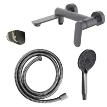 Cмеситель для ванны Azario Alanti с ручным душем, керамический картридж, шланг 150 см, графит (AZ-K3032GR)