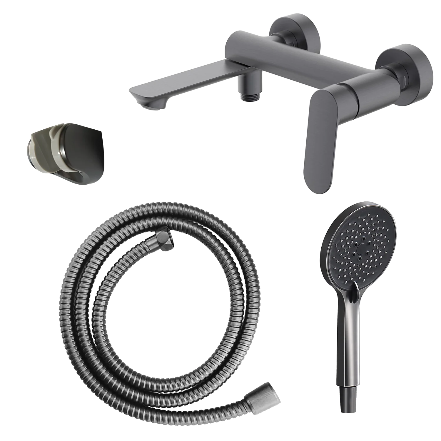 Cмеситель для ванны Azario Alanti с ручным душем, керамический картридж, шланг 150 см, графит (AZ-K3032GR) — фото №1