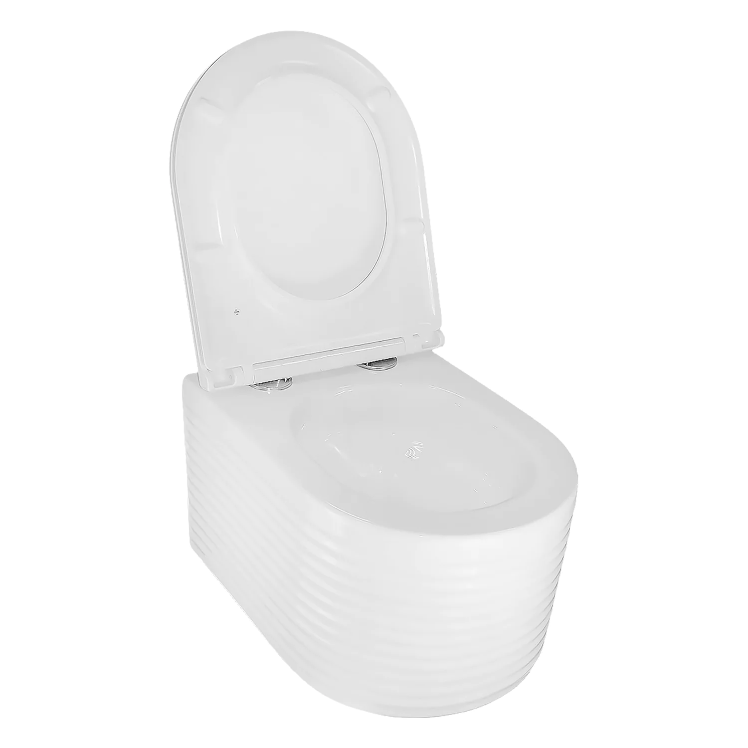 Унитаз подвесной Azario LUZIO 365х495х360 безободковый, рельефный, слив «Скрытое Торнадо», с быстросъемным сиденьем «Микролифт» (AZ-098-UQ) — фото №4