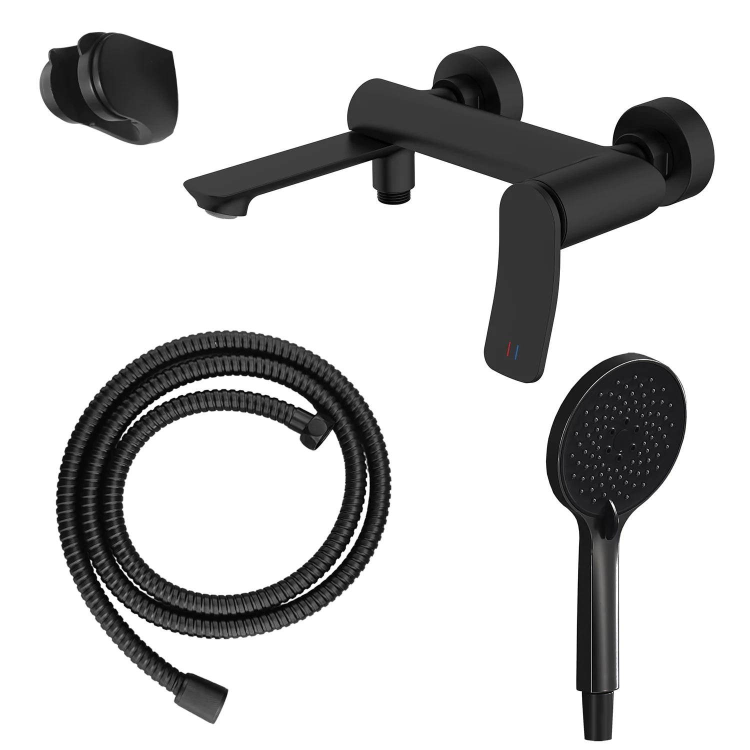 Смеситель для ванны Azario Escaro с ручным душем, керамический картридж, шланг 150 см, черный матовый (AZ-K3074B) — фото №1