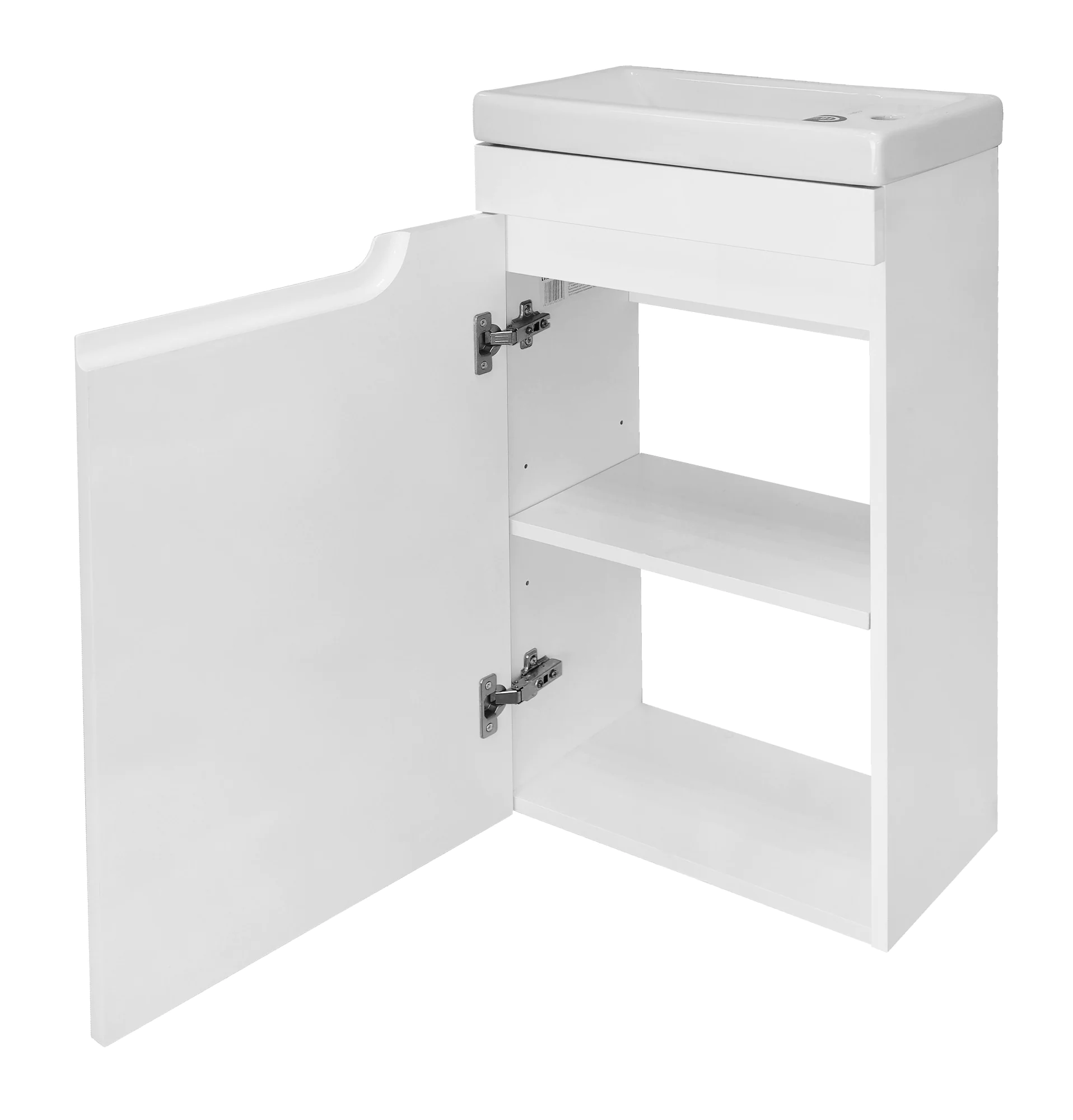 Комплект Тумба Azario KANTRI 45 450х250х775 подвесная, с раковиной Фостер 45, левая, белый глянец (CS00097244) — фото №2