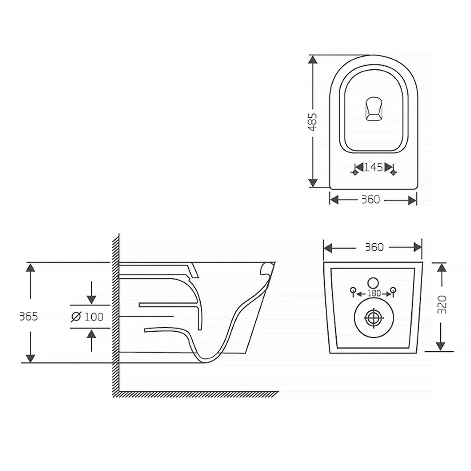 Унитаз подвесной Azario BLISS 360х485х365 безободковый, система смыва «Скрытое Торнадо», с быстросъемным сиденьем «Микролифт» (AZ-5179T-WHT) — фото №10