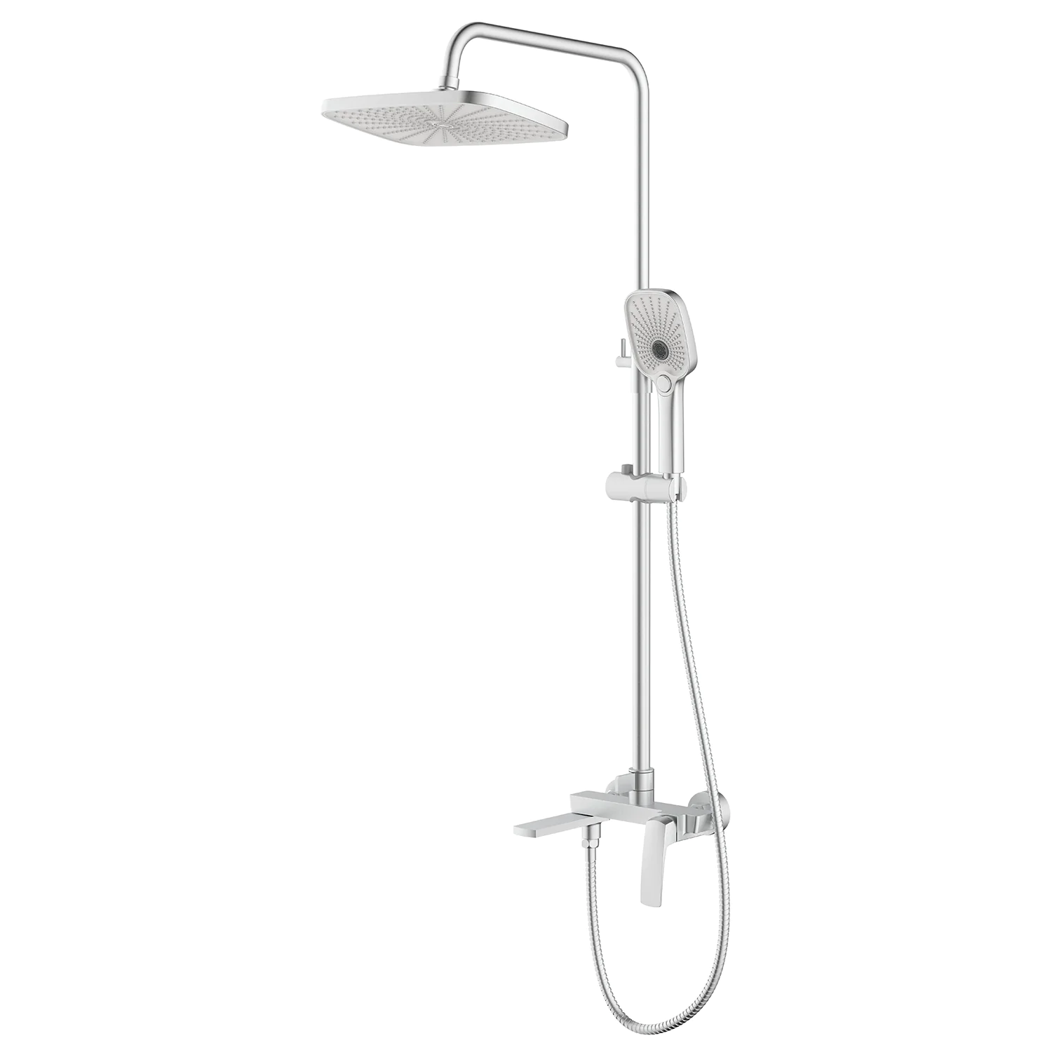 Душевая система Azario Conda с квадратным тропическим душем, керамический картридж, шланг 150 см, сатин (AZ-K2411BN) — фото №1