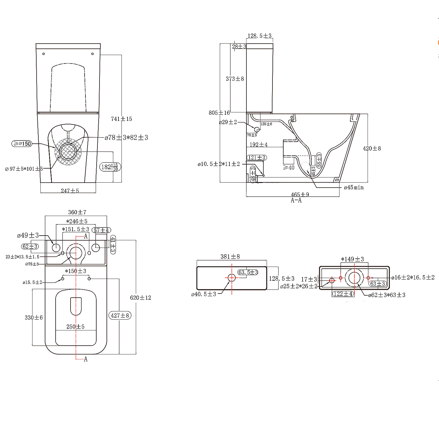 Унитаз-компакт Azario Terra 620х360х810 безободковый, система смыва «Скрытое Торнадо», в комплекте с быстросъемным сиденьем «Микролифт» (AZ-1373AT) — фото №12