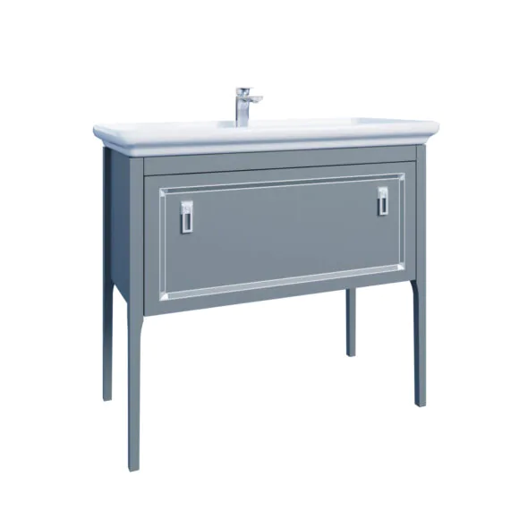 Комплект Тумба Azario RIO 85 напольная, с раковиной Дуглас 85, ручки серебро, цвет серый матовый (CS00104012)