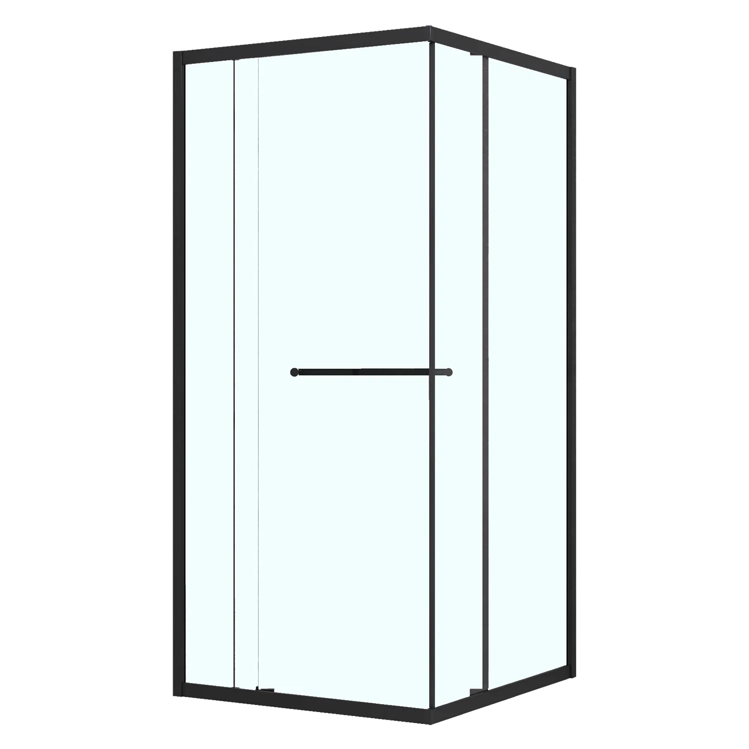 Душевое ограждение Azario MONAKO 900х900х1950 сдвижная дверь, прозрачное стекло 6 мм, профиль черный матовый (AZ-L47-90-MB-CL) — фото №1