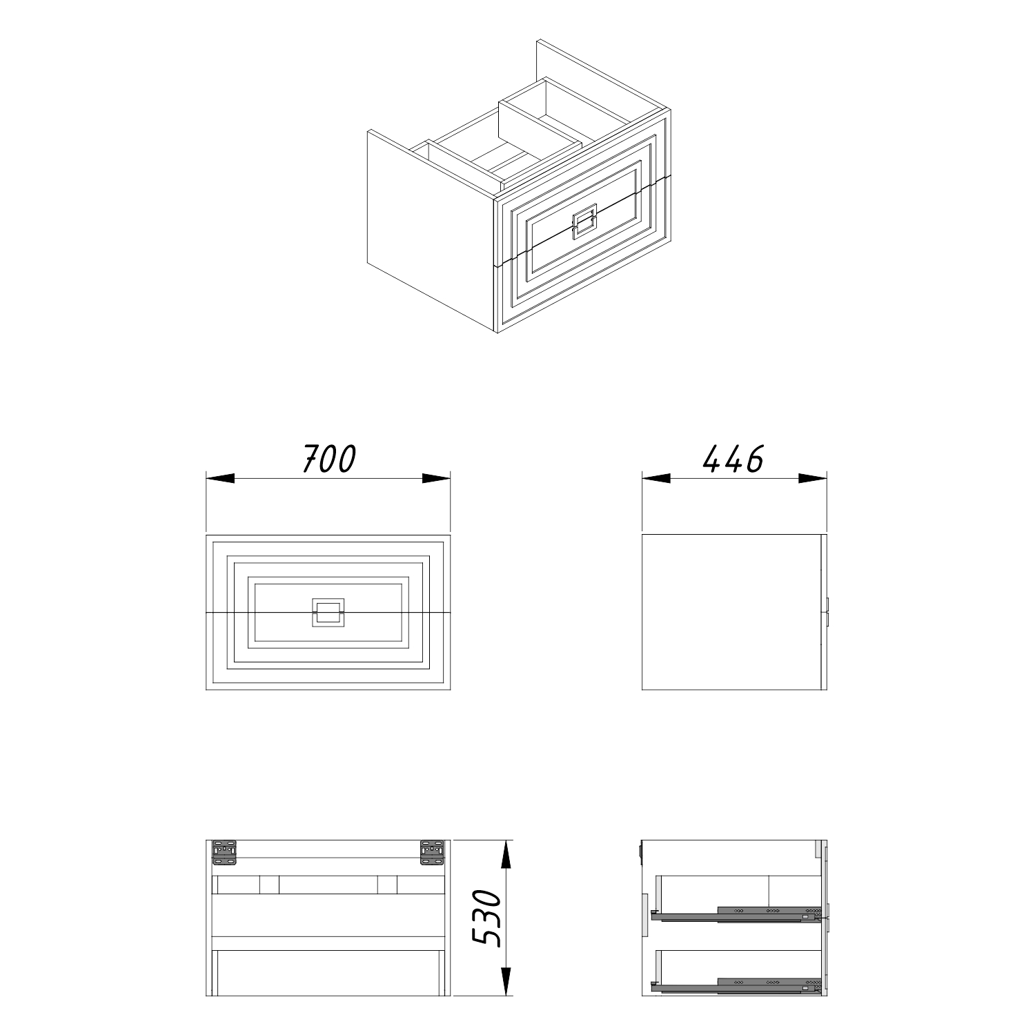 Комплект Тумба Azario ARMARIO 70/2 700х450х585 подвесная, с раковиной CLASSIK 70, белый глянцевый (CS00096970) — фото №9