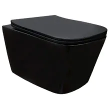 Унитаз подвесной Azario Cascad-Black 360х520х365 безободковый, система смыва «скрытое Торнадо», с быстросъемным сиденьем «Микролифт», черный матовый (AZ-2303A-MB)