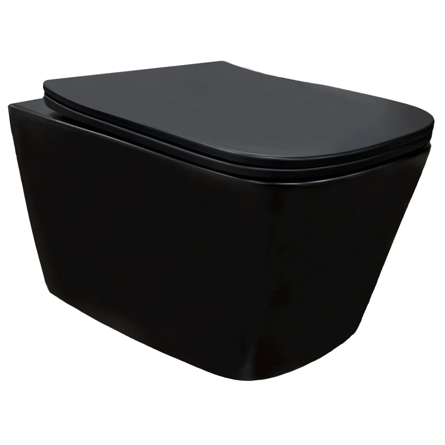 Унитаз подвесной Azario Cascad-Black 360х520х365 безободковый, система смыва «скрытое Торнадо», с быстросъемным сиденьем «Микролифт», черный матовый (AZ-2303A-MB) — фото №1