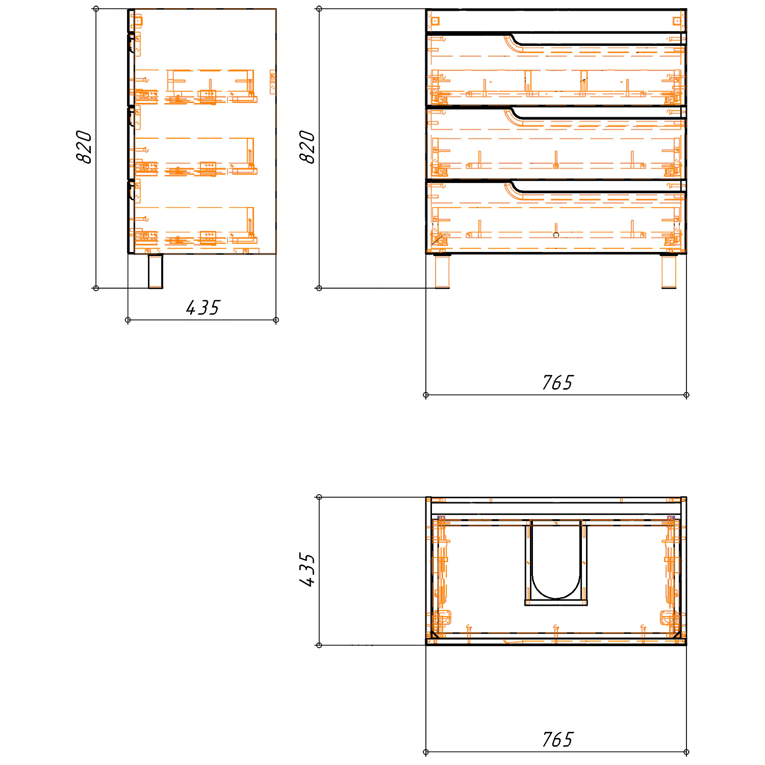 Комплект Тумба Azario KANTRI 80/3Н 800х460х870 напольная, с раковиной Фостер 80, белый глянец (CS00097257) — фото №8