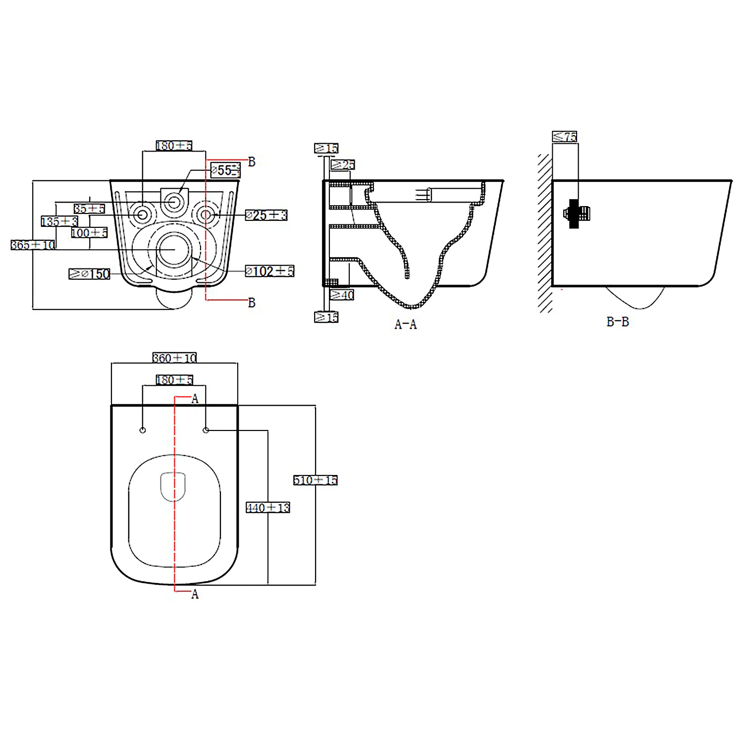 Унитаз подвесной Azario Vesper 360х510х365 безободковый, слив «Скрытое Торнадо», с быстросъемным сиденьем микролифт (AZ-1373WH) — фото №17