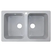 Кухонная мойка AZARIO Alba 780x490x190 двойная, искусственный мрамор, сифон в комплекте, цвет серый (CS00105219)
