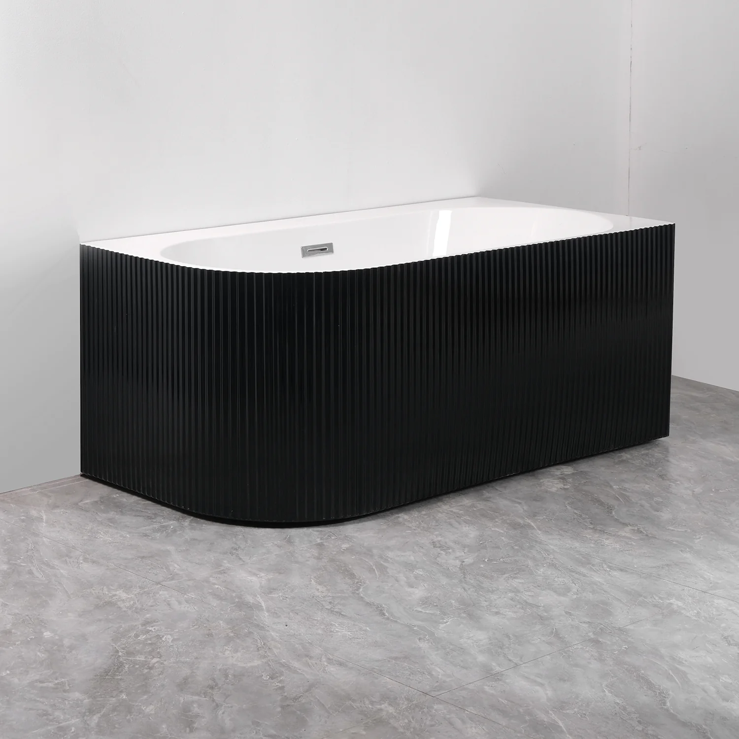 Ванна акриловая Azario LAGO BLANCO BLACK 1700х750х580 пристенная, правосторонняя, в комплекте с сифоном и металлической рамой, белый глянец/черный матовый (AZ-6724-1CRB 17075) — фото №3